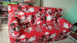 Sofa Bed Super 140x200x20 Motif Bunga Merah